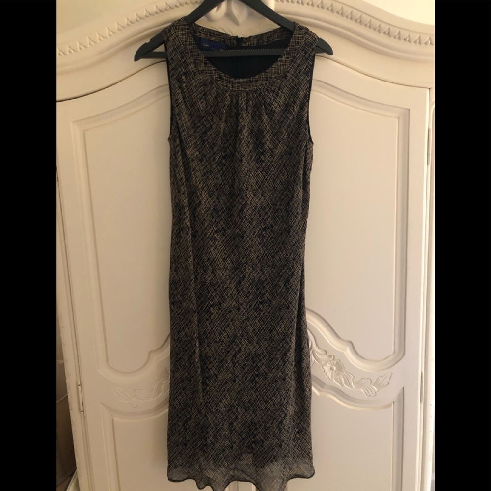 Petite Black Tan Sleeveless Dress